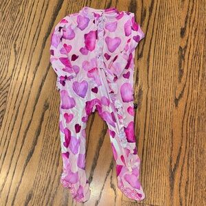 Lev Baby Bamboo Pink Heart Valentine’s Day pajamas -0-3m